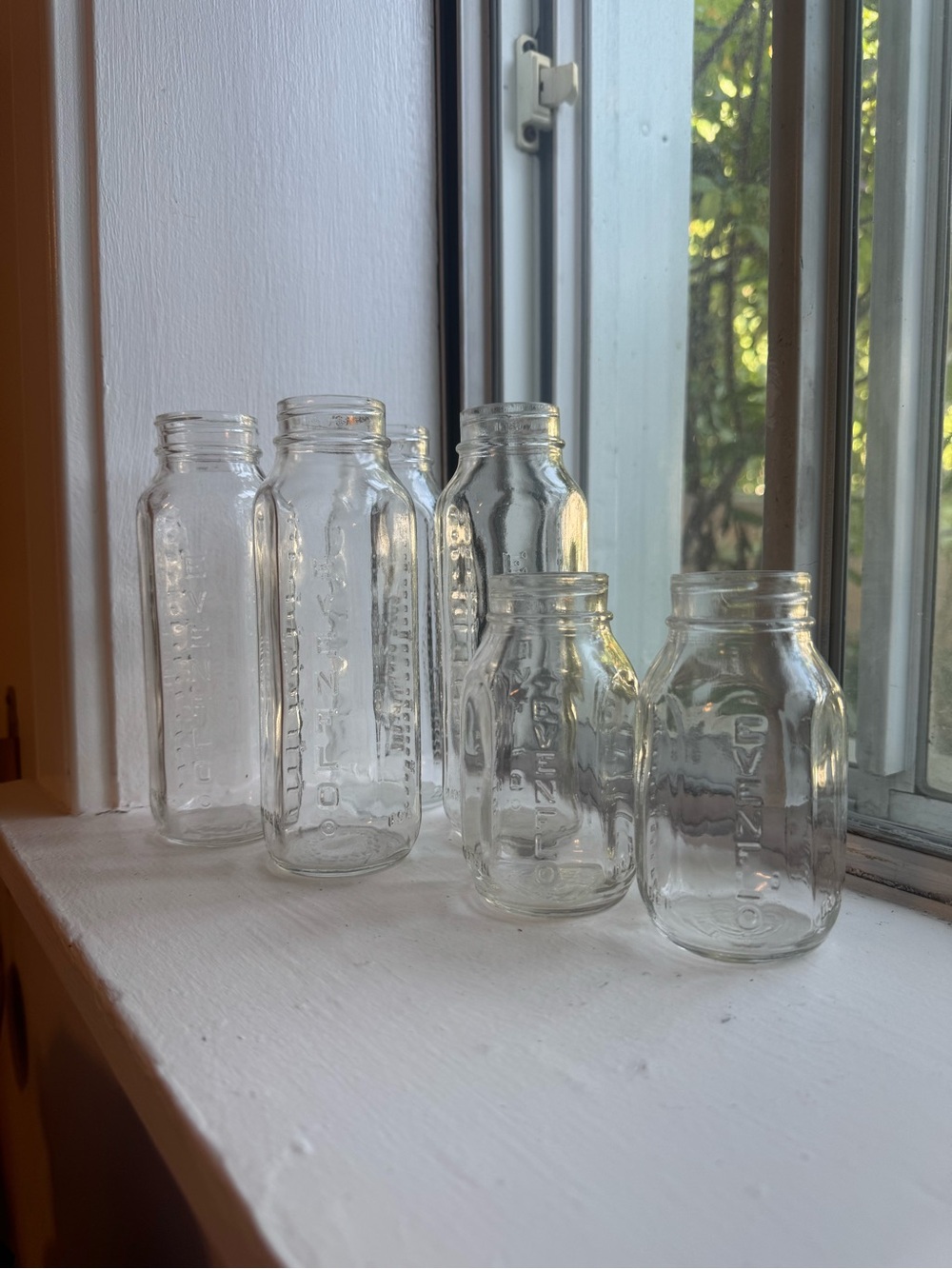 Vintage Glass Baby Bottles - Set of 6